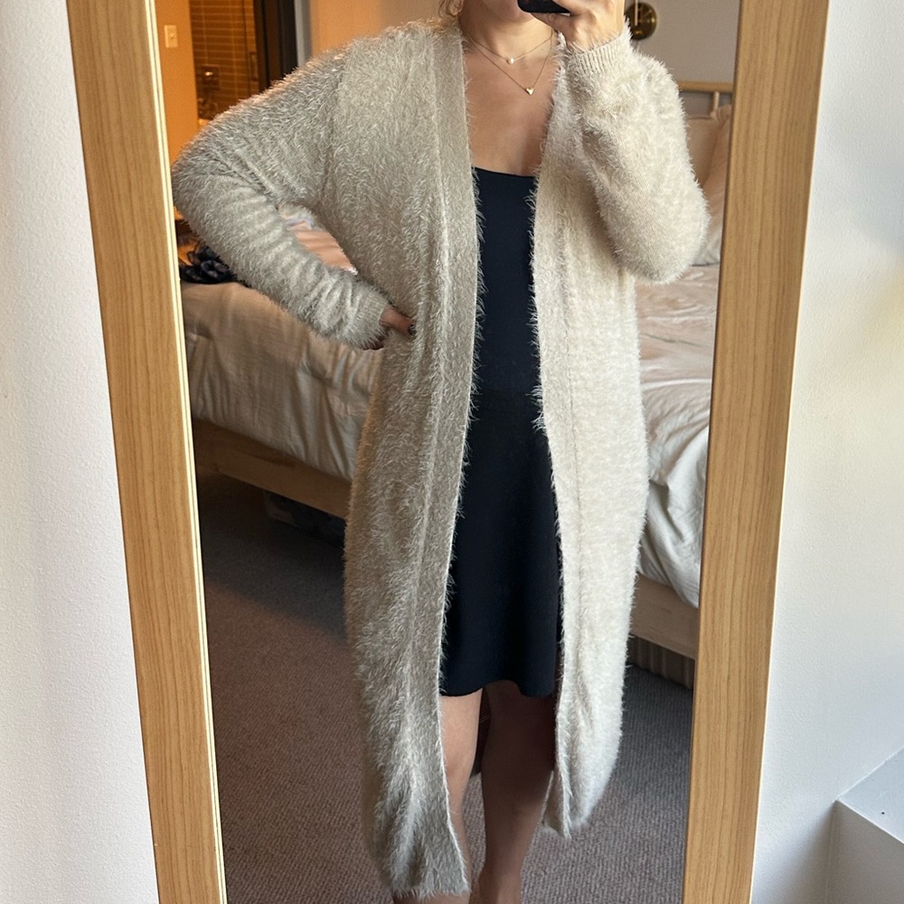JLUXLABEL Fuzzy Cream Cardigan | Size M